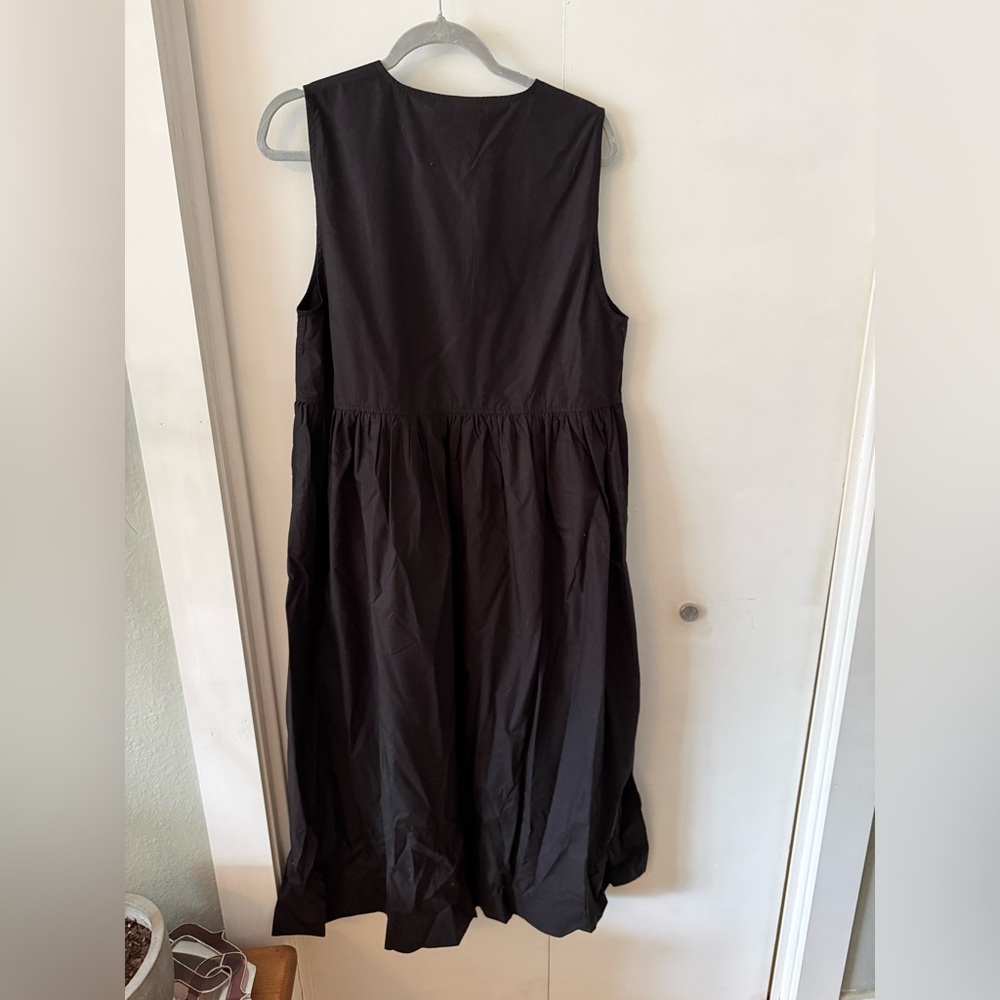 Ganni Black Sleeveless Midi Dress with Front Tie Details - Picture 5 of 6
